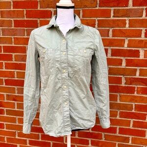 Madewell Washed Cotton Boyfriend Button Up Light Green Top Womens Small